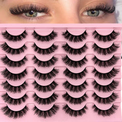 Loladook fake lashes natural look with short fluffy lashes for everyday wear.
