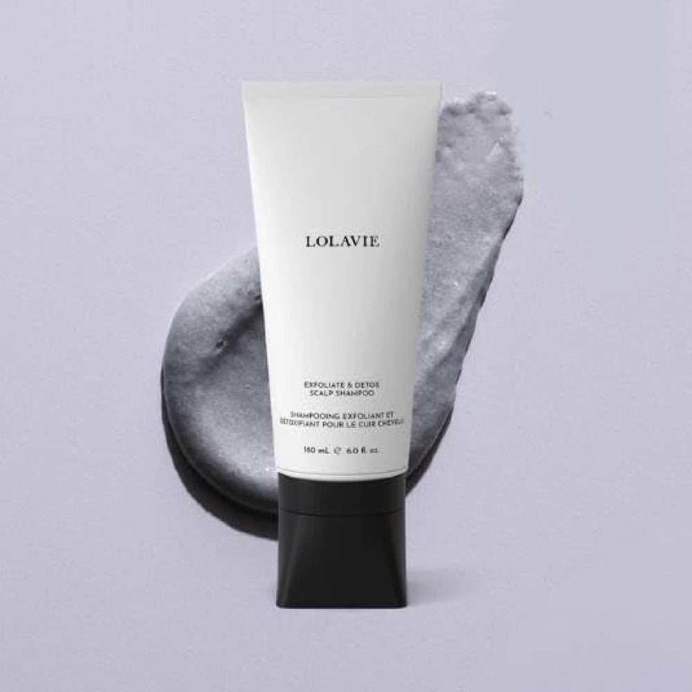 LolaVie Exfoliate & Detox application shows direct root targeting buildup.