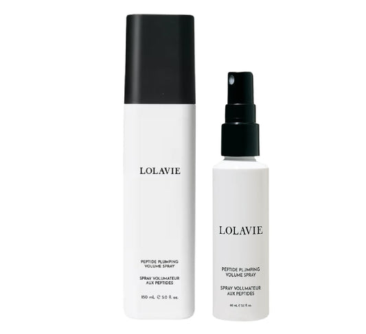 LolaVie peptide plumping volume spray duo bottle pour for all-day lift and 2x fuller volume
