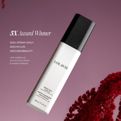 Lolavie Perfecting Leave-In bottle showcases heat shield up to 450 degrees.