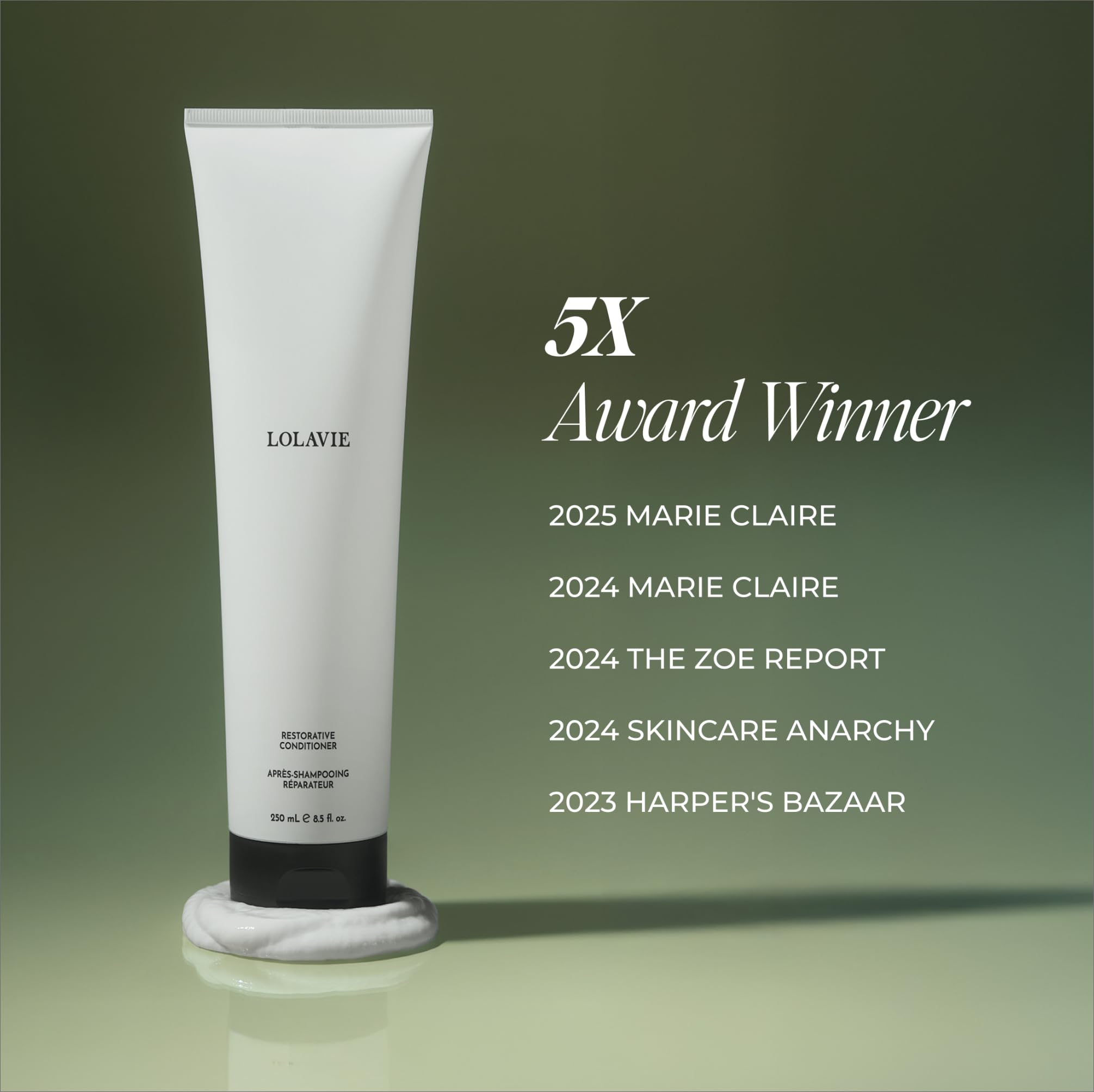 Apply LolaVie Restorative Conditioner from mid-lengths to ends.