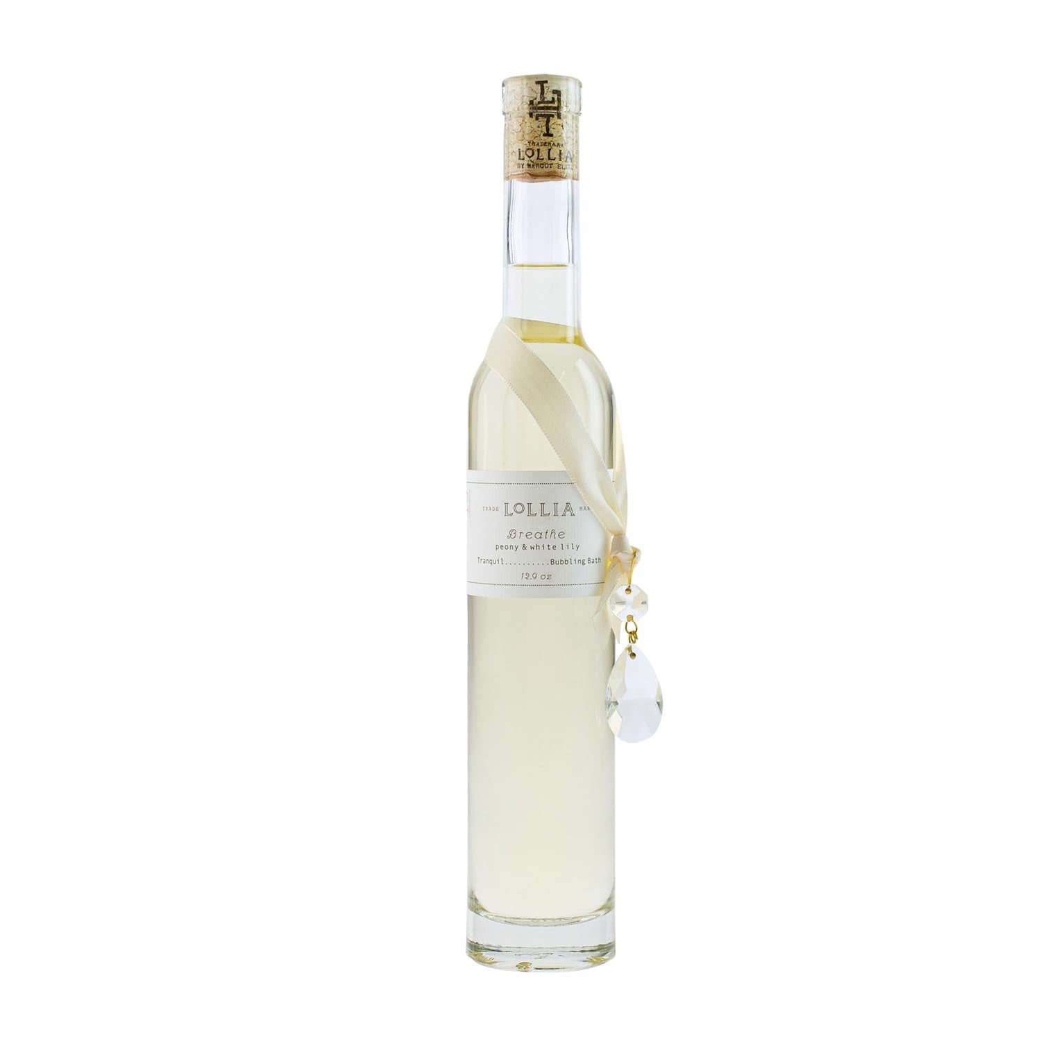 LOLLIA Breathe Bubble Bath bottle emphasizes moisturizing formula for a pampering soak.