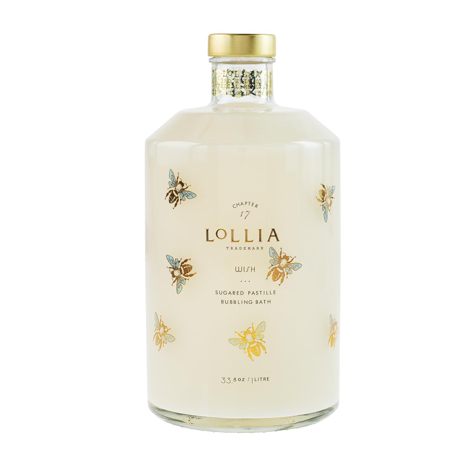 LOLLIA Wish Bubble Bath bottle with vanilla bean scent for relaxing baths.