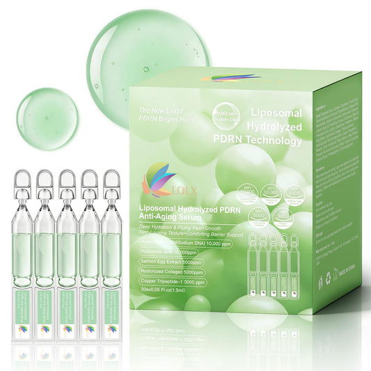 LOLX liposomal PDRN delivery system enhances absorption for smoother, firmer skin.