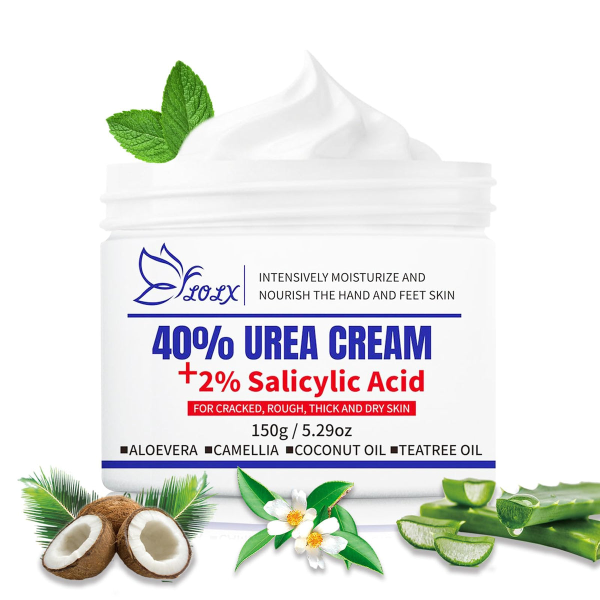 LOLX Urea Cream bottle with 40% formula for deep hydration.