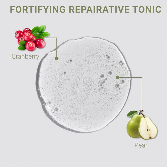 Loma Fortifying Reparative Tonic label closeup highlights keratin and creatine infusion.