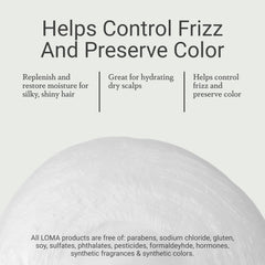 LOMA Moisturizing Shampoo bottle cap closeup emphasizes easy, controlled dispensing.