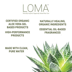 Loma Violet Conditioner bottle highlighting lemon eucalyptus aroma notes.
