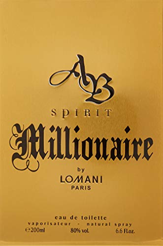 Lomani AB Spirit Millionaire bottle angle highlighting top notes for a fresh first impression.