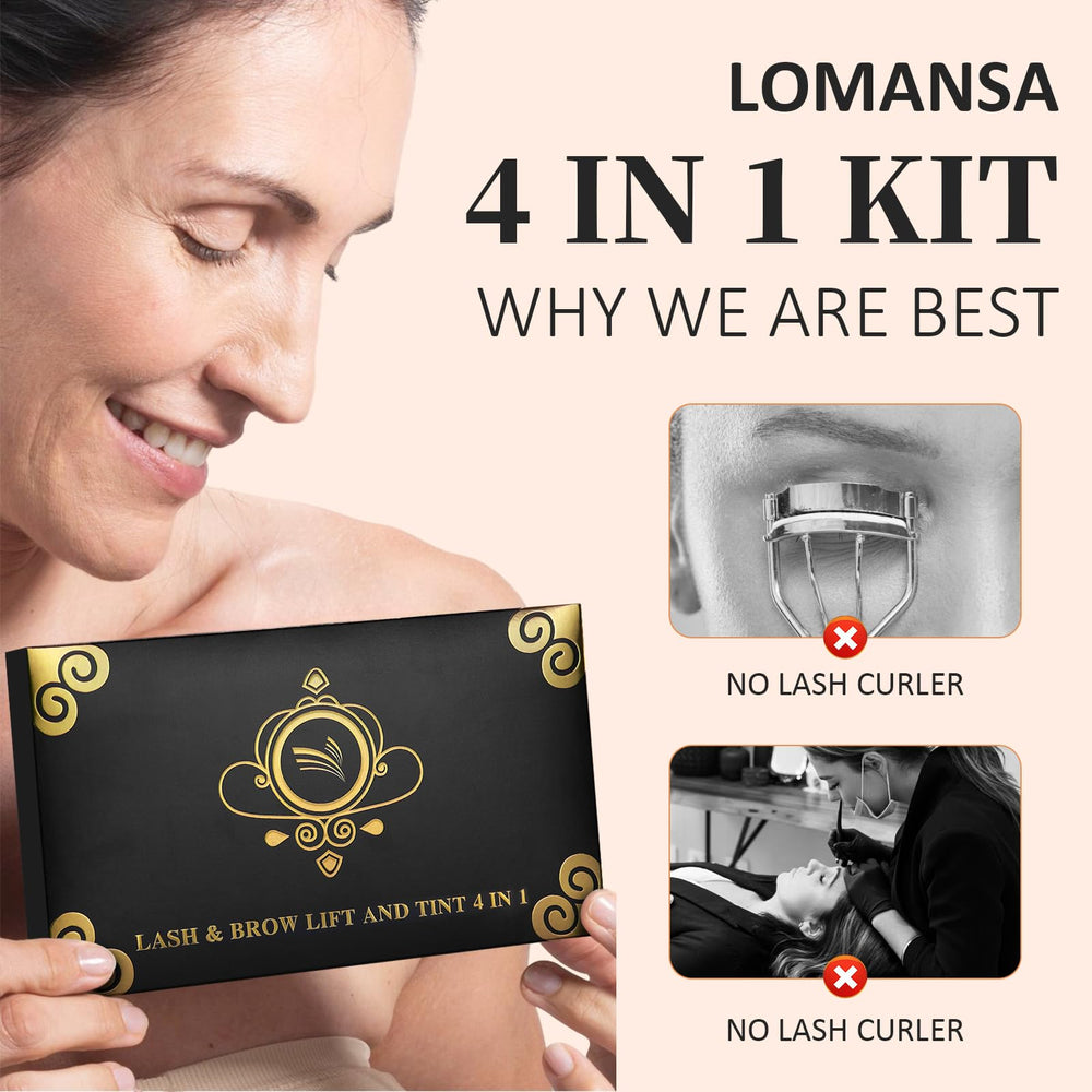 Lomansa box with contents shown for comprehensive at-home lash treatment