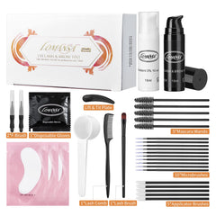 Lomansa brow-lash color kit on vanity with mirror