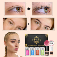 Lomansa instruction card guiding beginners through lash lifting and coloring