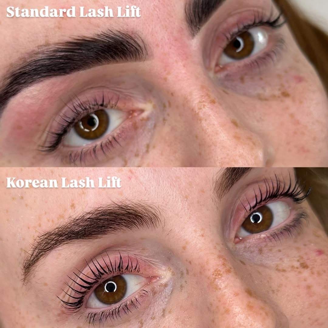 Close-up of lifted lashes displaying defined curl and natural look.