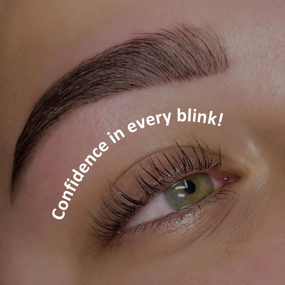 Lomansa lash lift result close-up showing curl and fullness