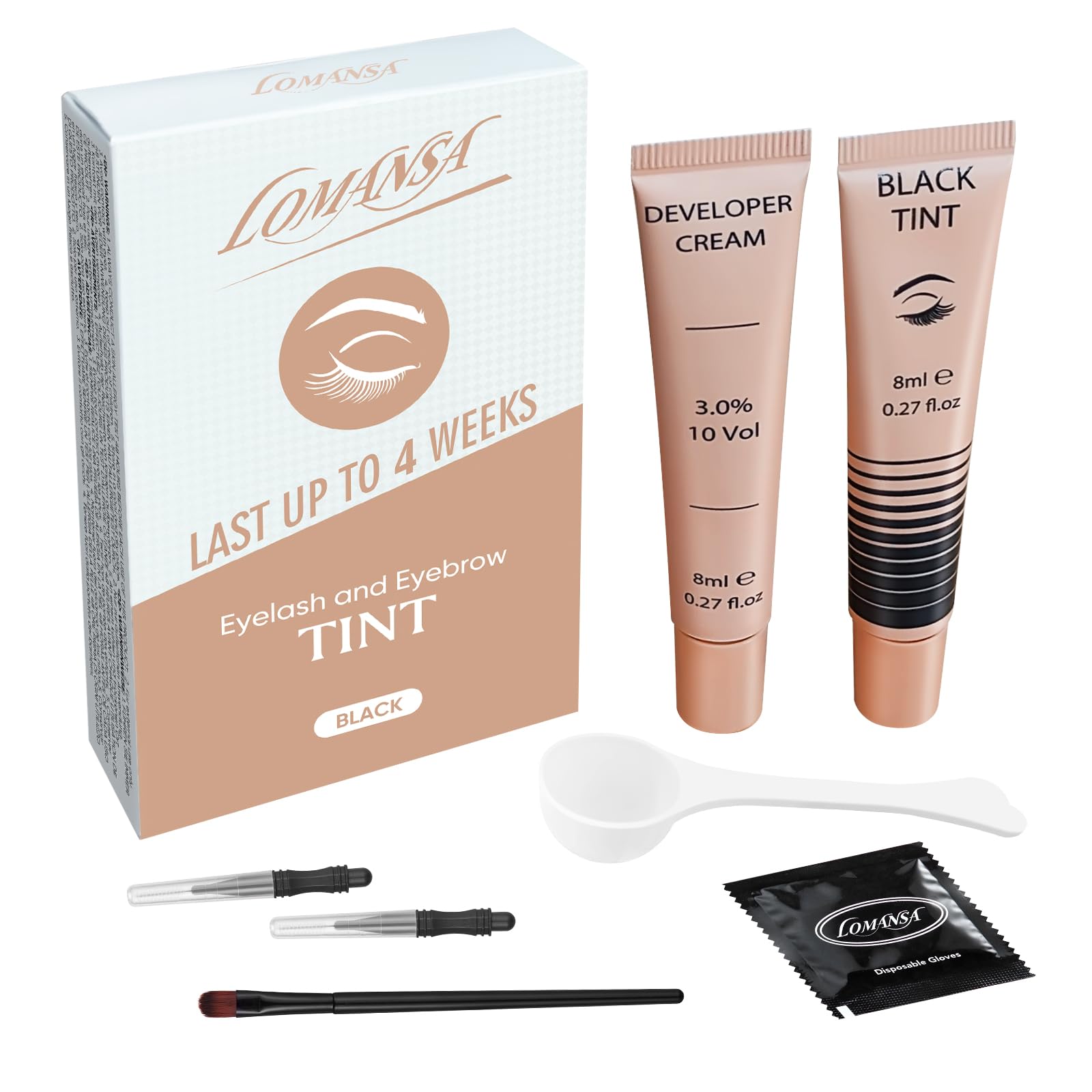 Lomansa Lash Tint Kit bottle with tint solution for at-home natural enhancement.
