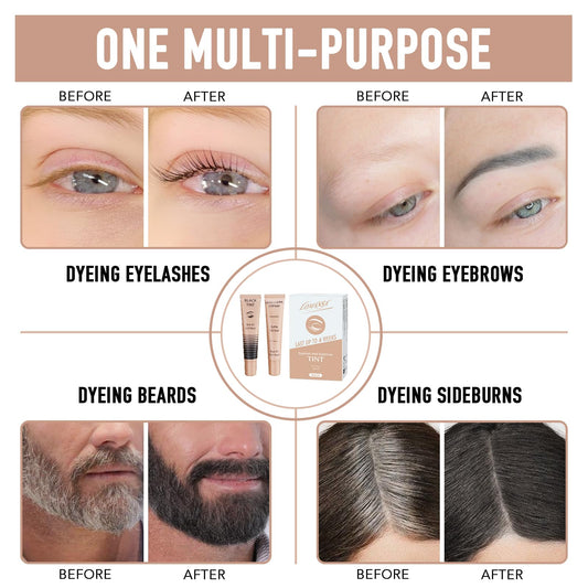 Lomansa Lash Tint Kit box packaging shows easy at home tinting