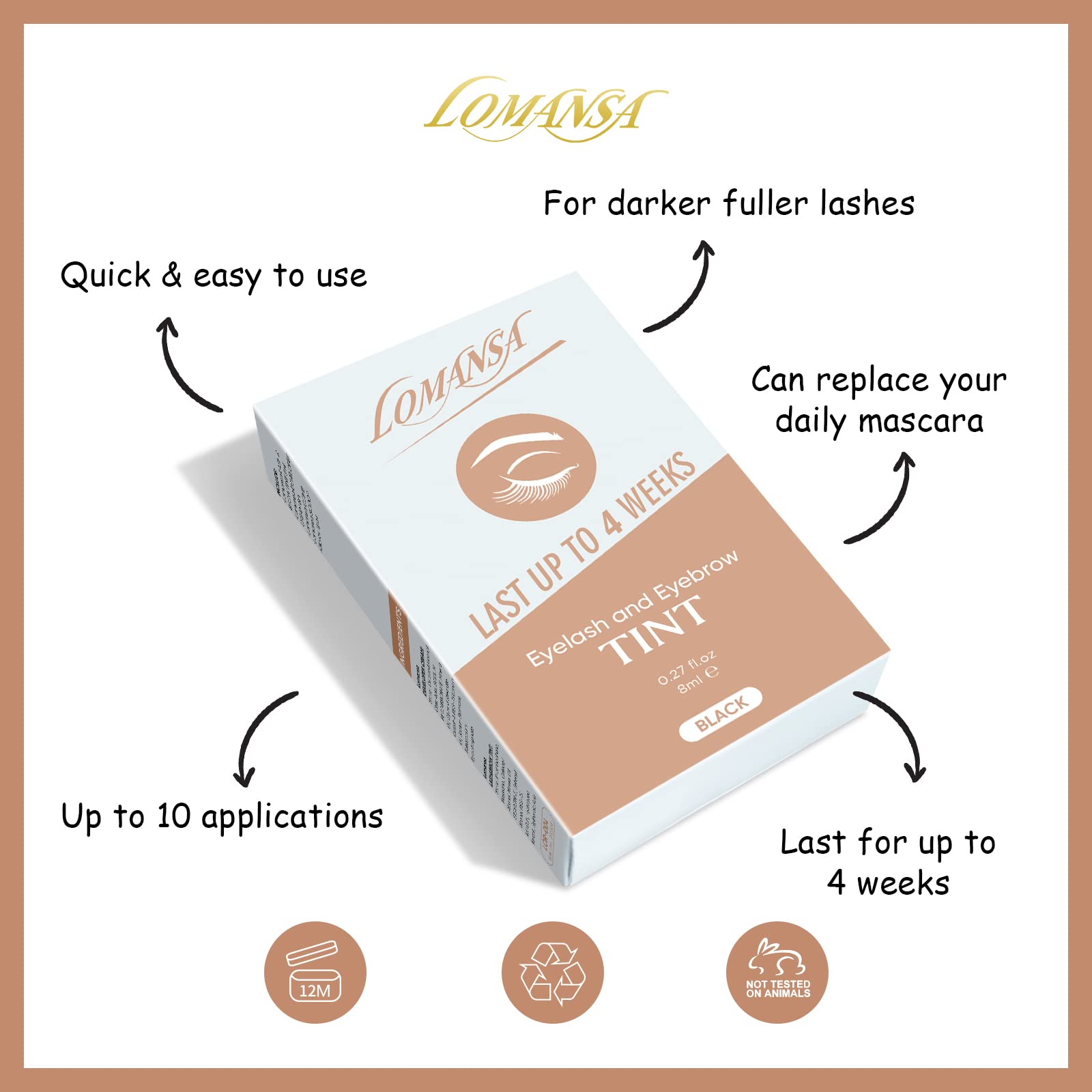 Lomansa Lash Tint Kit all-in-one box showing components.