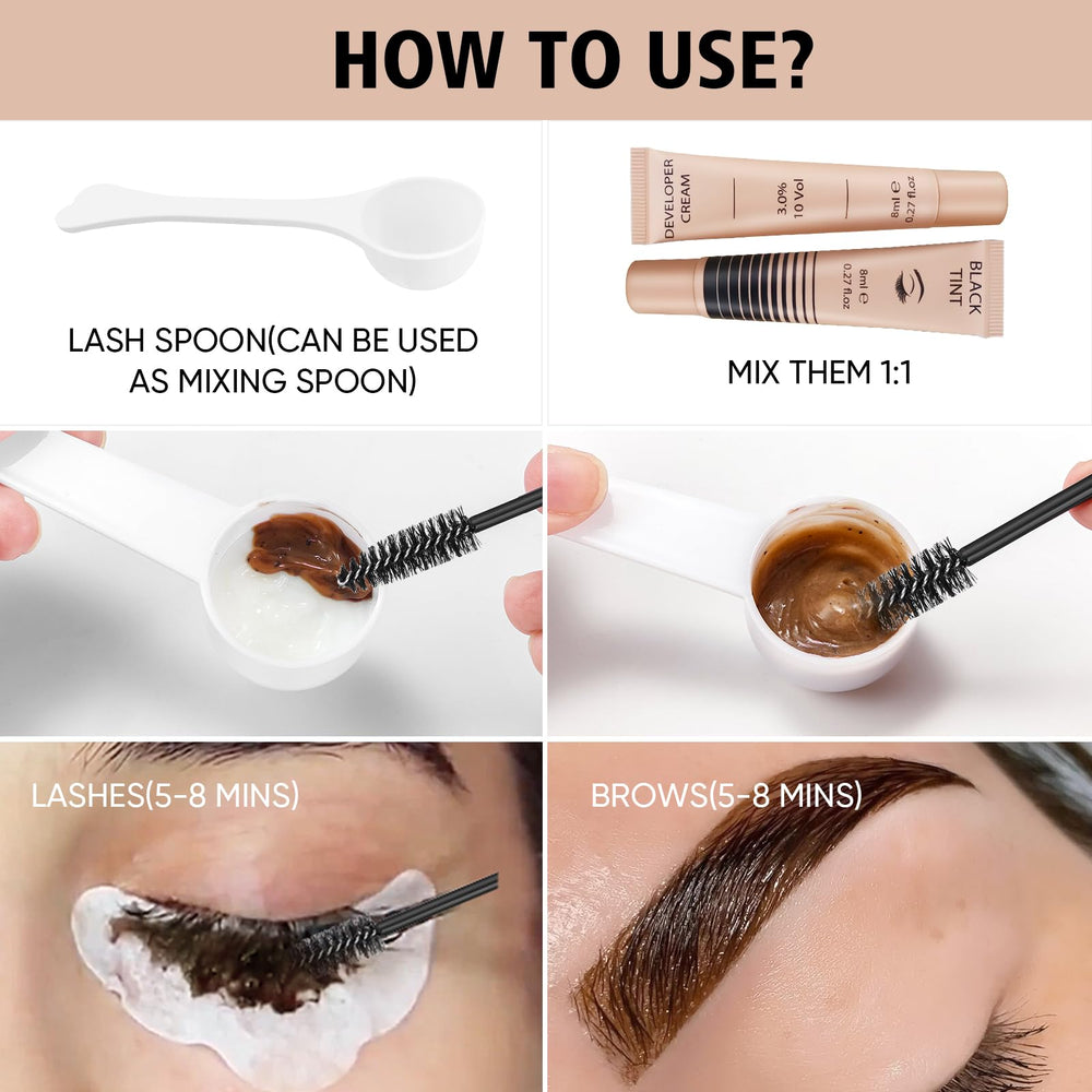 Lomansa Lash Tint Kit brow and lash color on display for versatile use.