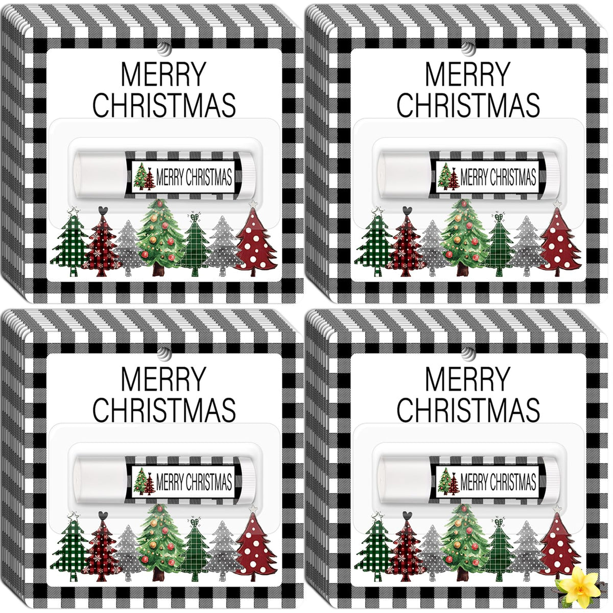 Lonfliness 50-pack Christmas lip balm bulk in festive packaging.
