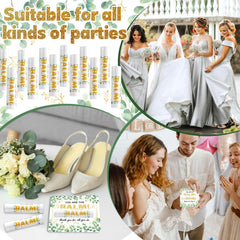 Lonfliness wedding guest favors lip balm in elegant tubes.