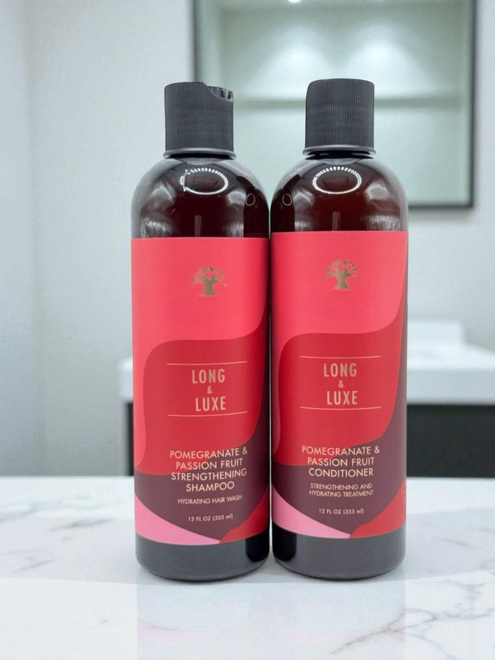 Long & Luxe duo packaging emphasizes sulfate-free, gentle care.