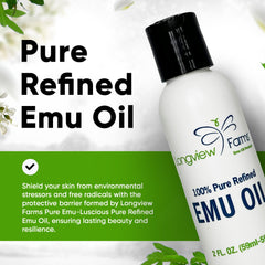 Longview Farms Emu Oil skin application close-up highlights lightweight texture.