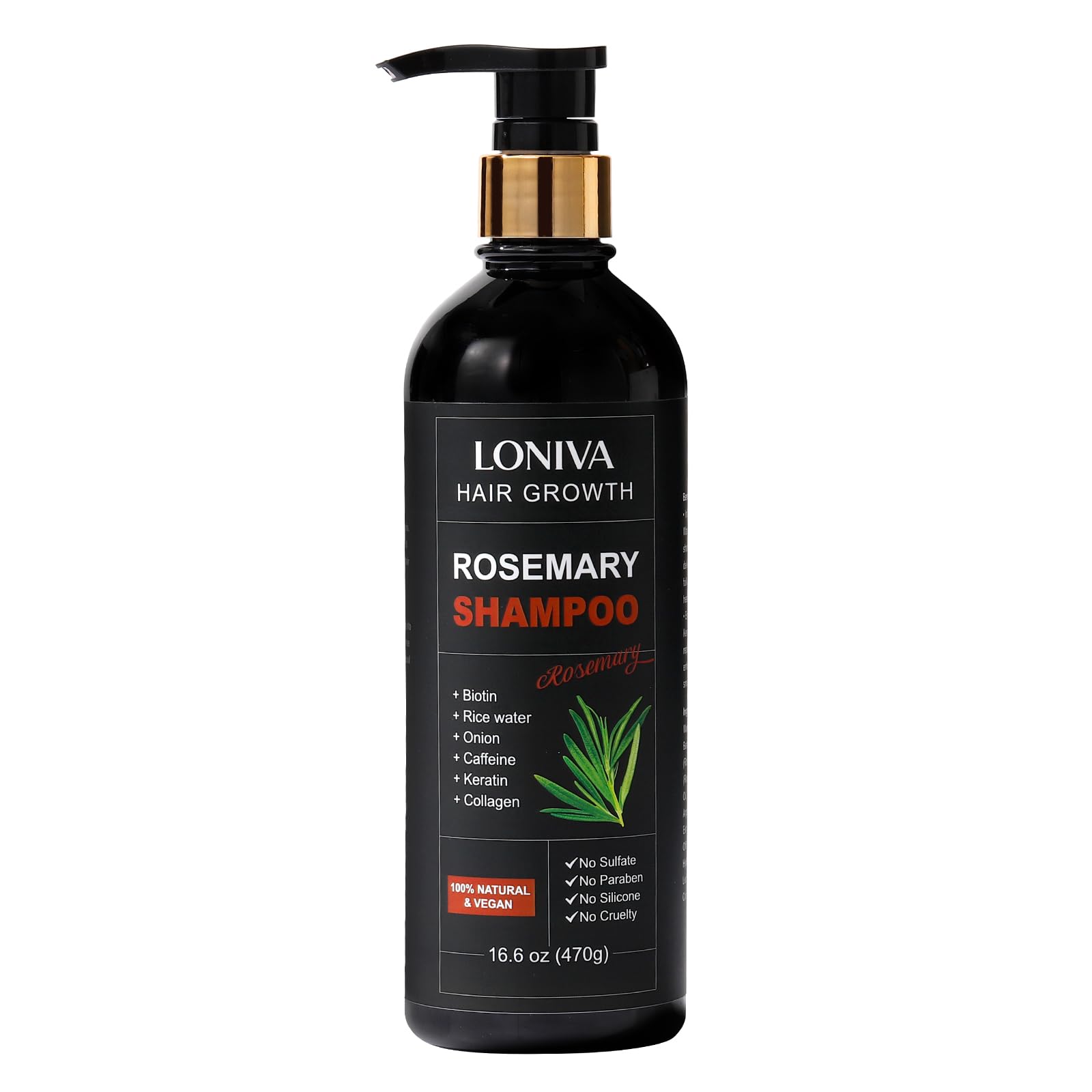 LONIVA Rosemary Hair Growth Shampoo bottle for gentle cleansing and vitality.