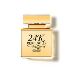 Lonkoom 24K Pure Gold perfume bottle showing a luxurious glow for daily elegance.