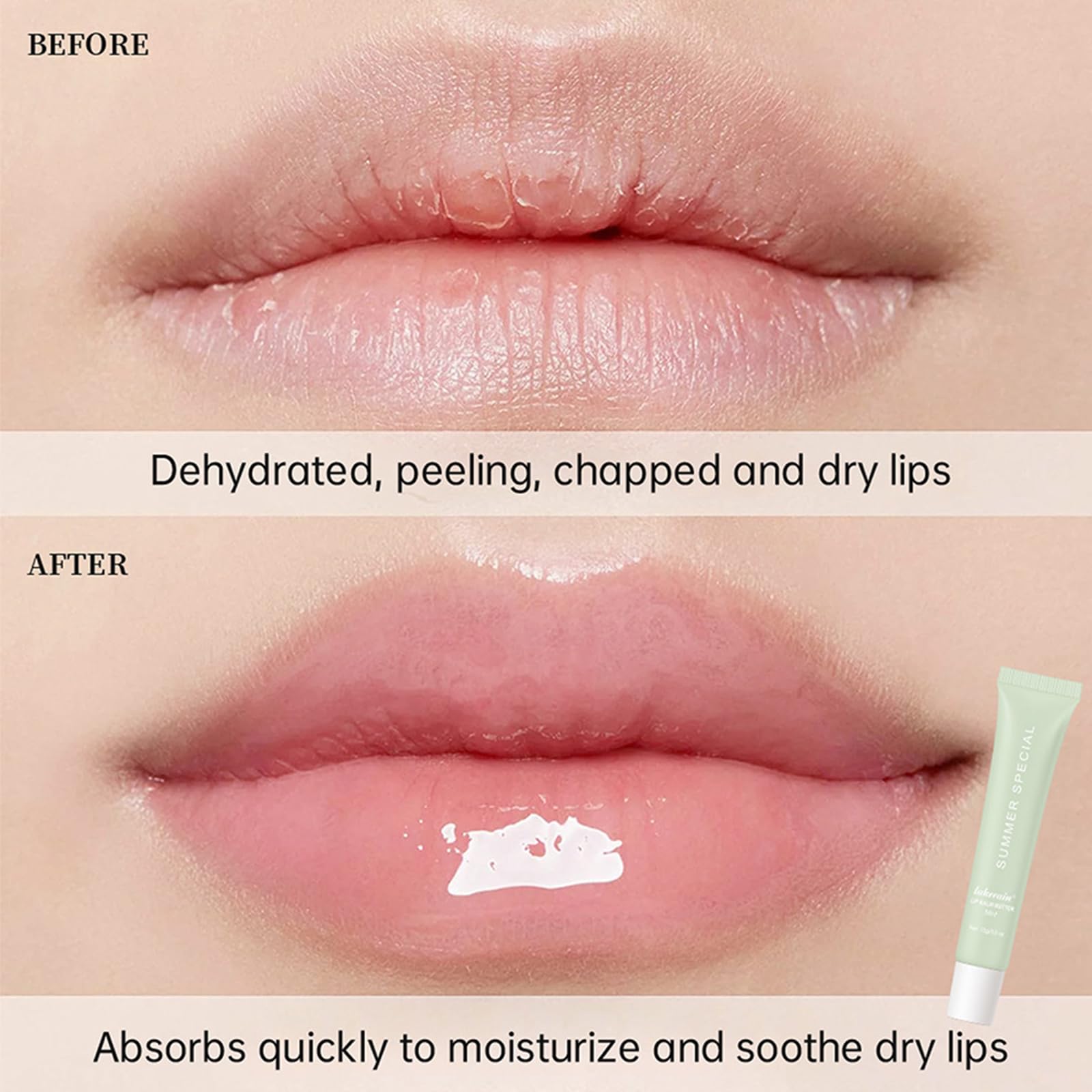 Loobexery 4-piece lip butter set on vanity shows compact, travel-friendly lip care.