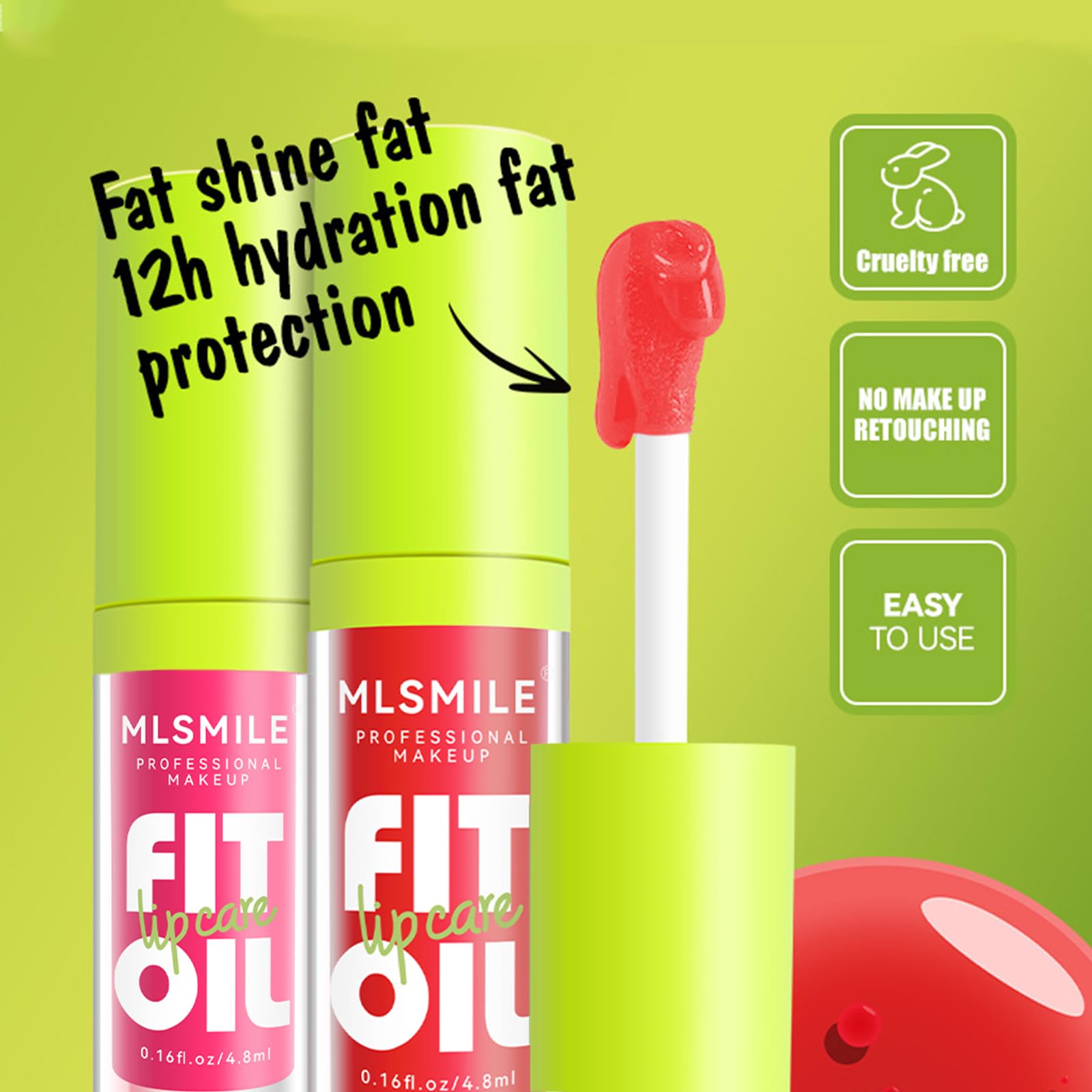 Loobexery non-sticky shiny lip oil provides long-lasting shine.