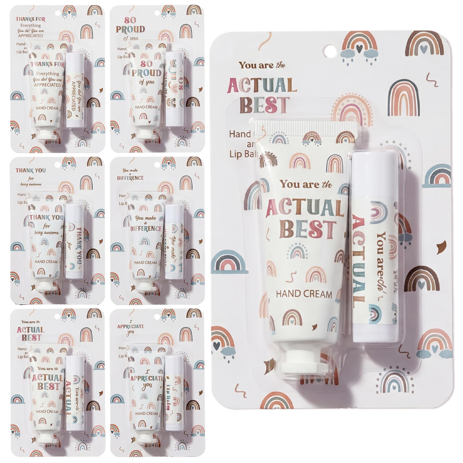 Loopeer bulk hand cream 24-piece set in six boho rainbow designs for on-the-go moisture