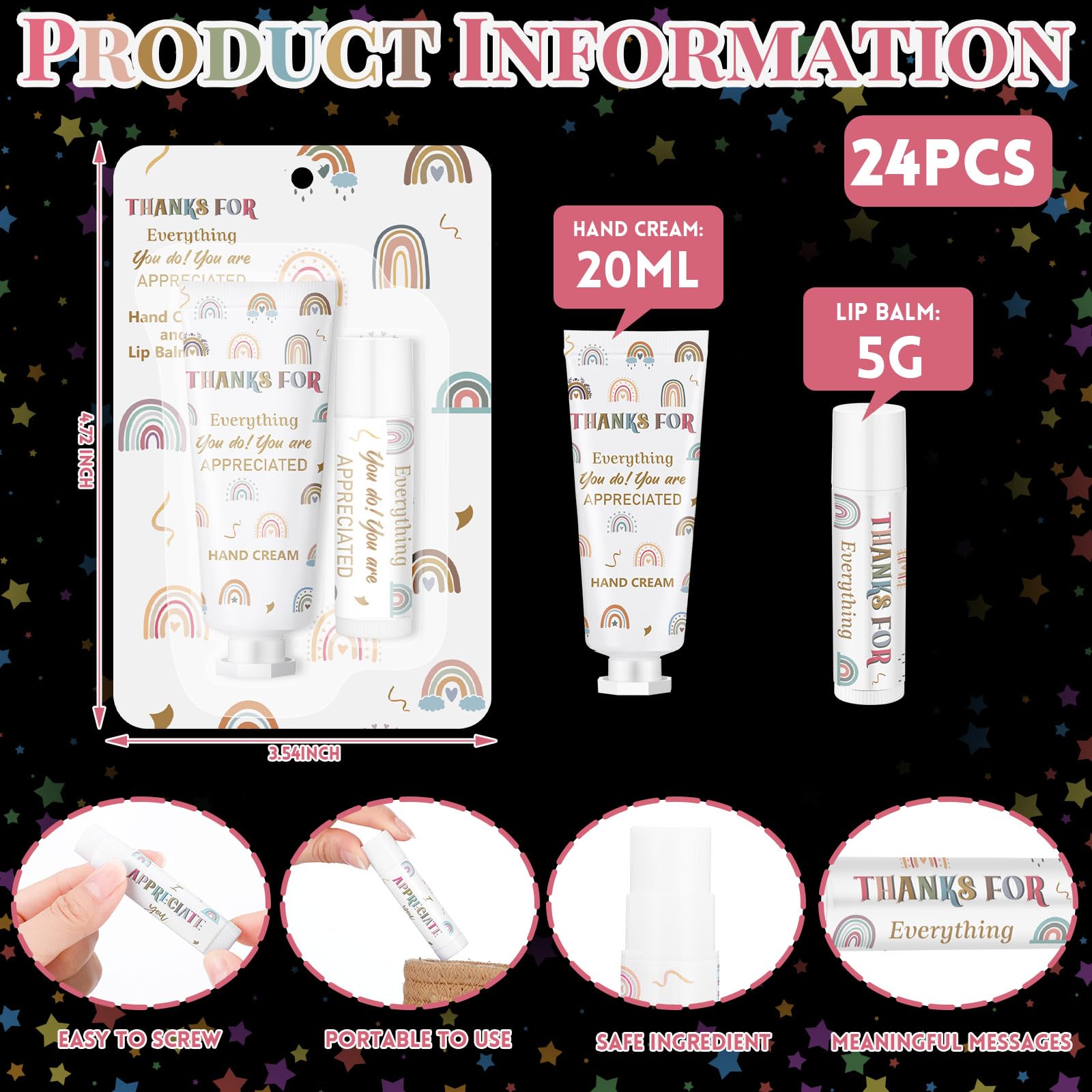 Loopeer bulk lip balm 24-piece set in compact 5g tubes for travel hydration