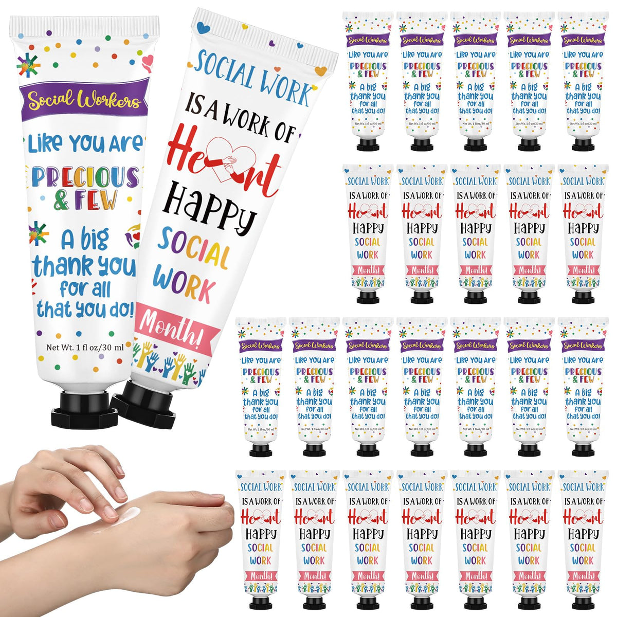 Loopeer social worker month hand cream set with 24 tubes, ideal for staff appreciation gifts