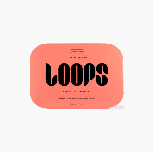 LOOPS Weekly Reset lip mask packaging shown for at-home hydration and ease of use.