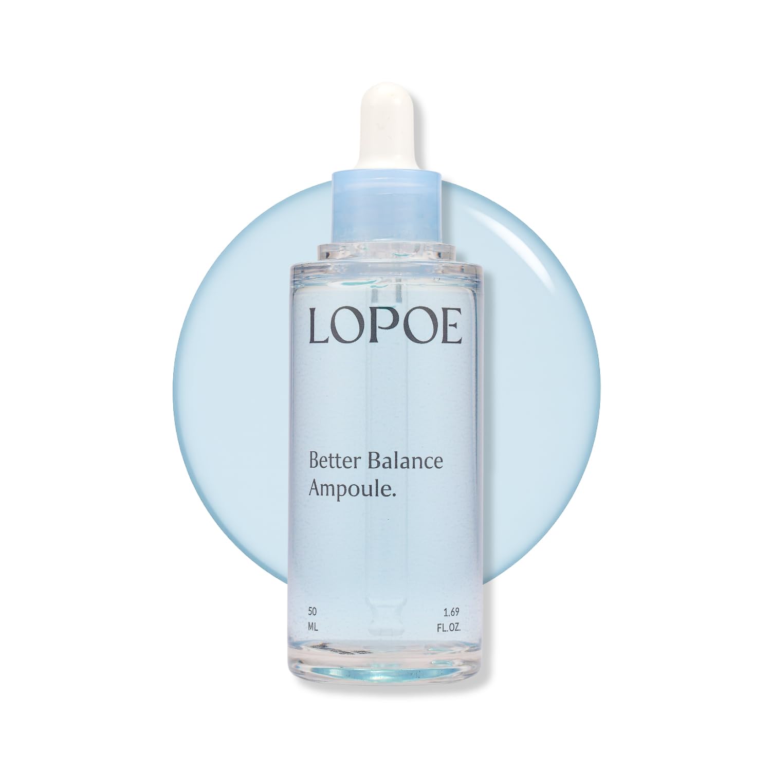 LOPOE Better Balance Ampoule packshot showing sleek bottle and hydrated skin glow