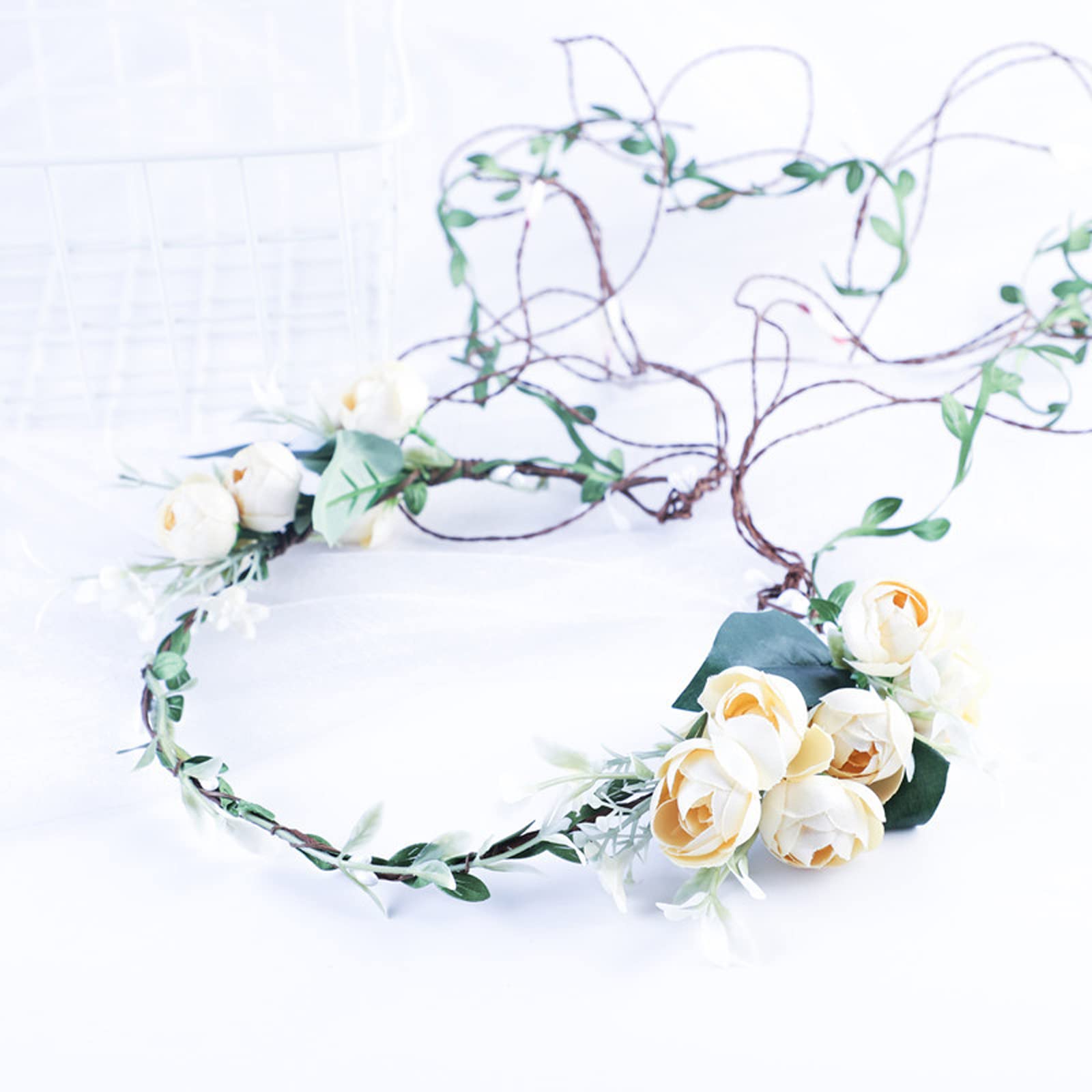 Lopsity white crown close-up shows durable artificial petals and quality detail