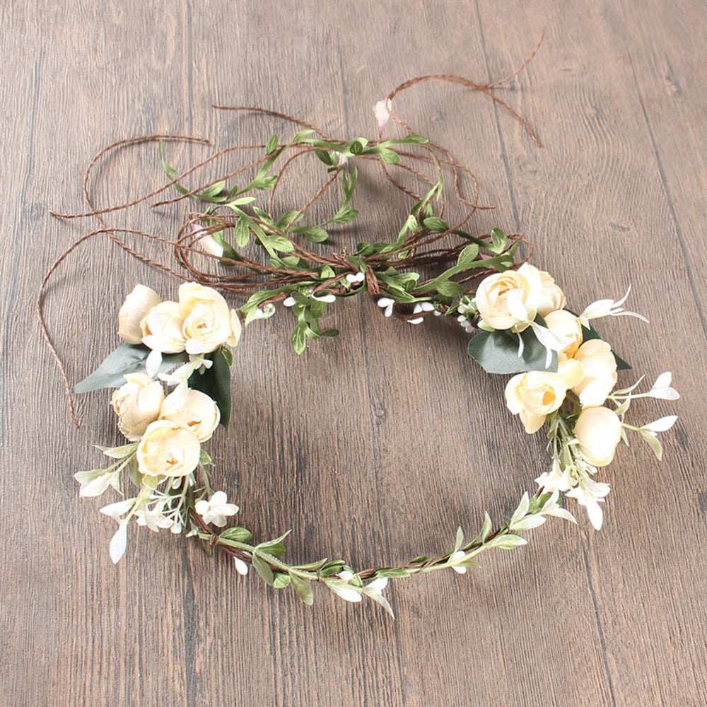 Lopsity white flower halo enhances wedding looks with simple elegance