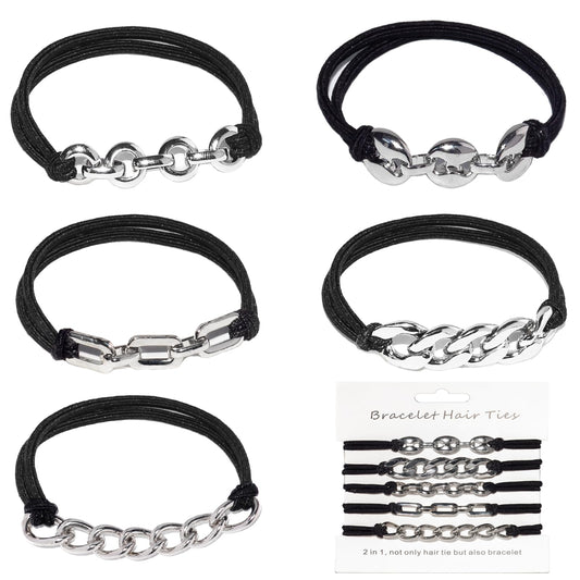 Loqpol gold bracelet hair ties pack showing versatile accessories for secure, stylish hairstyles.