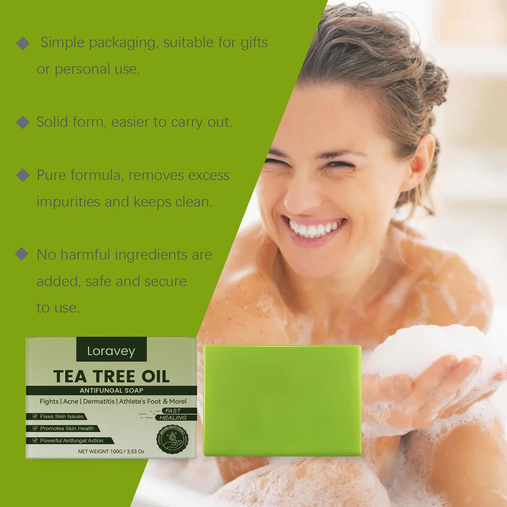 Loravey Tea Tree Soap Foam Net close-up demonstrates rich lather for deep cleansing.