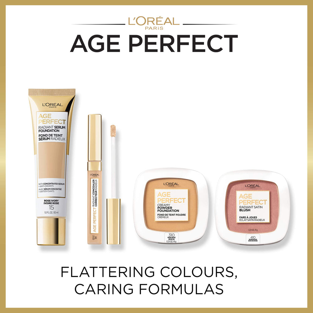 L’Oréal Paris Age Perfect Radiant Satin Blush enhances cheekbone definition with soft flush.
