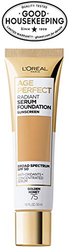 L'Oreal Paris Age Perfect Radiant Serum Foundation fingertip application for quick, hydrated daily wear.