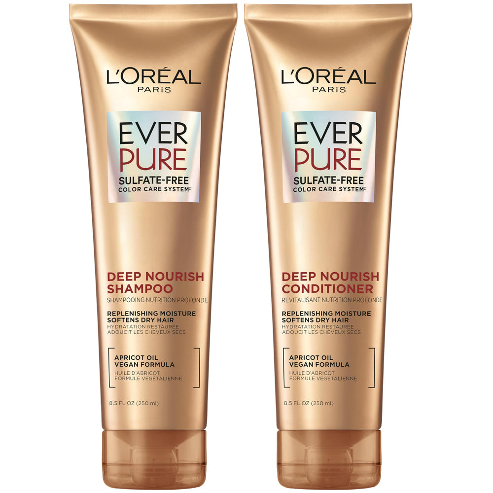 L'Oreal Paris EverPure shampoo bottle offering deep hydration for dry hair.