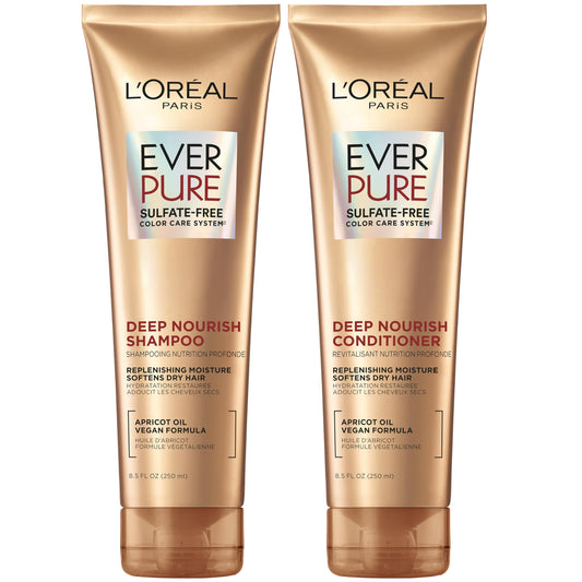 L'Oreal Paris EverPure shampoo bottle offering deep hydration for dry hair.