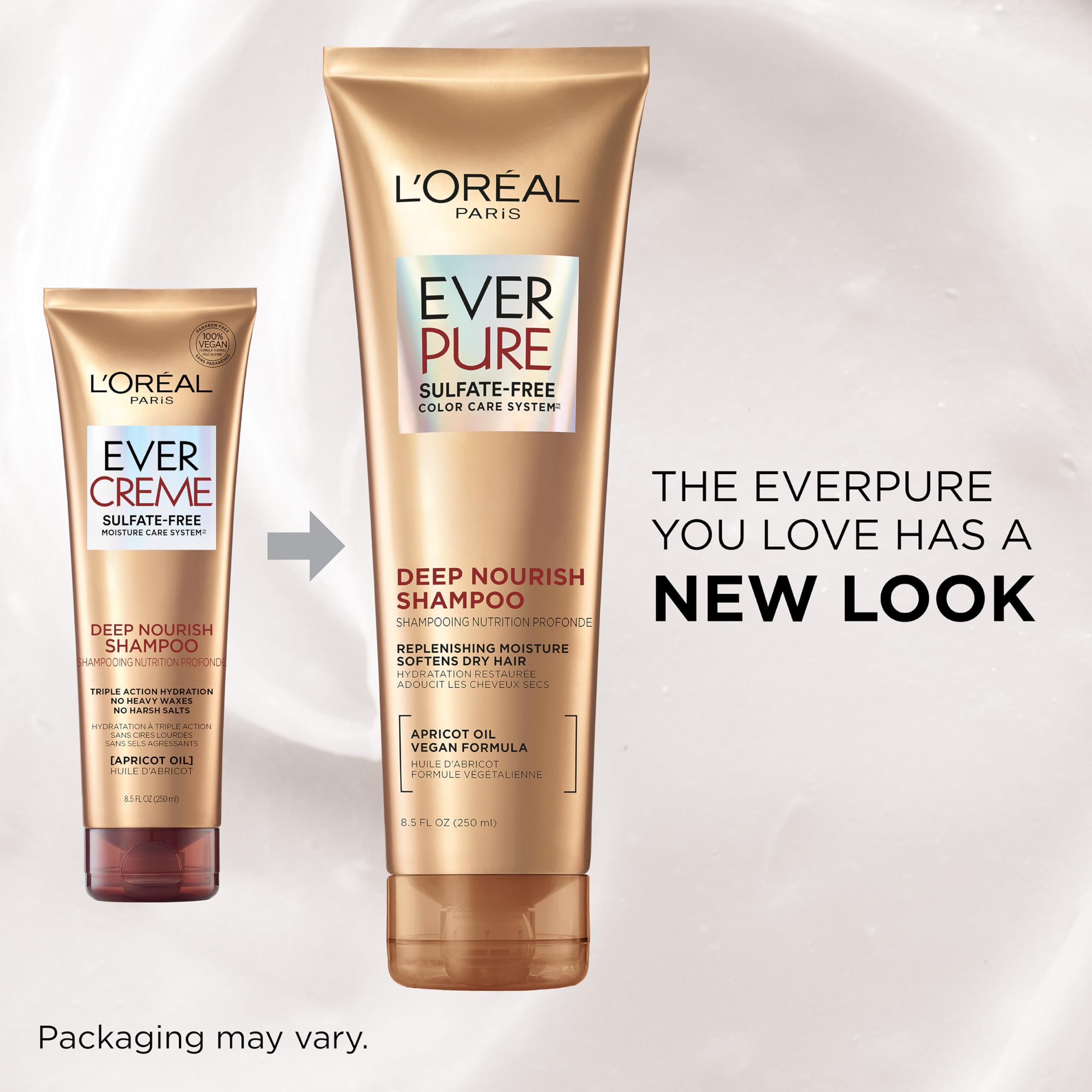 L'Oreal Paris EverPure packaging shows color-safe, sulfate-free formula.