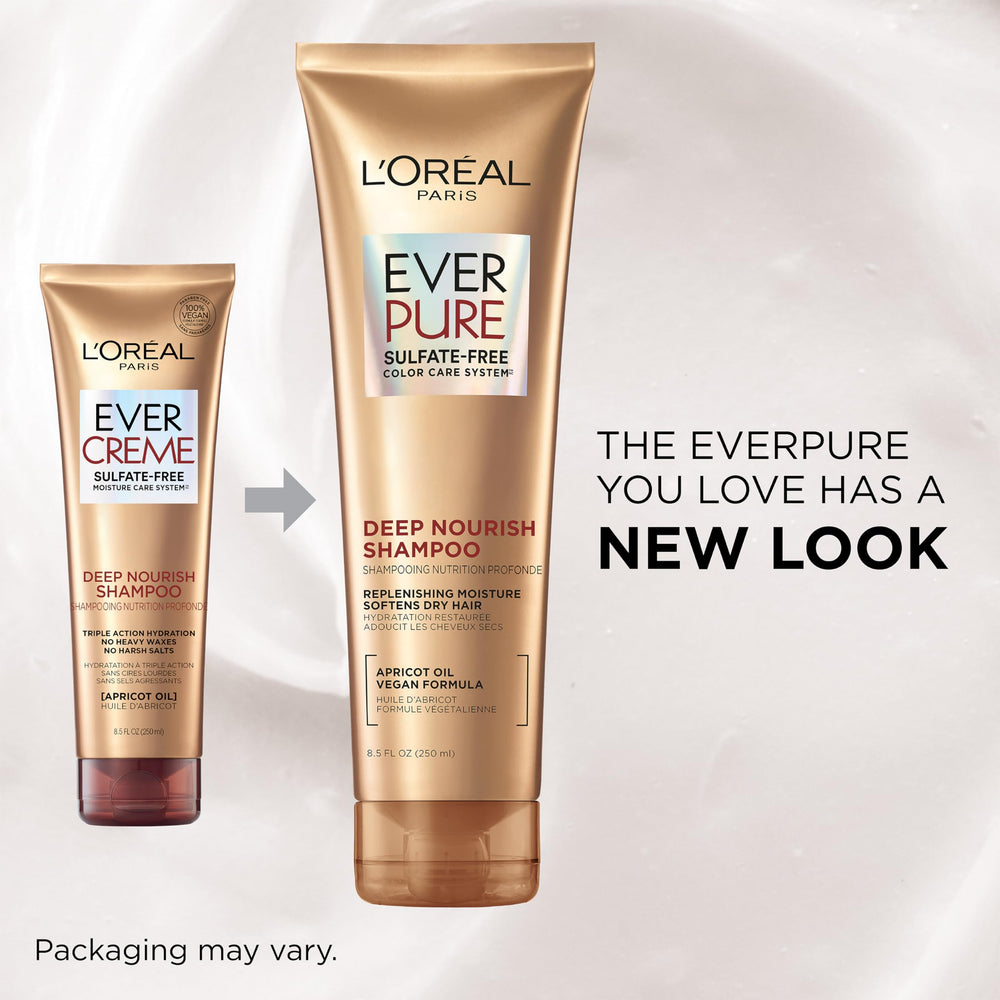 L'Oreal Paris EverPure packaging shows color-safe, sulfate-free formula.