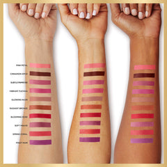 Vibrant pigment close-up from Age Perfect Satin Lipstick in Subtle Primrose