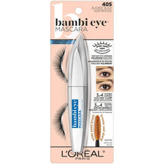 L'Oreal Paris Bambi Eye Mascara bottle with wand highlighting waterproof formula.