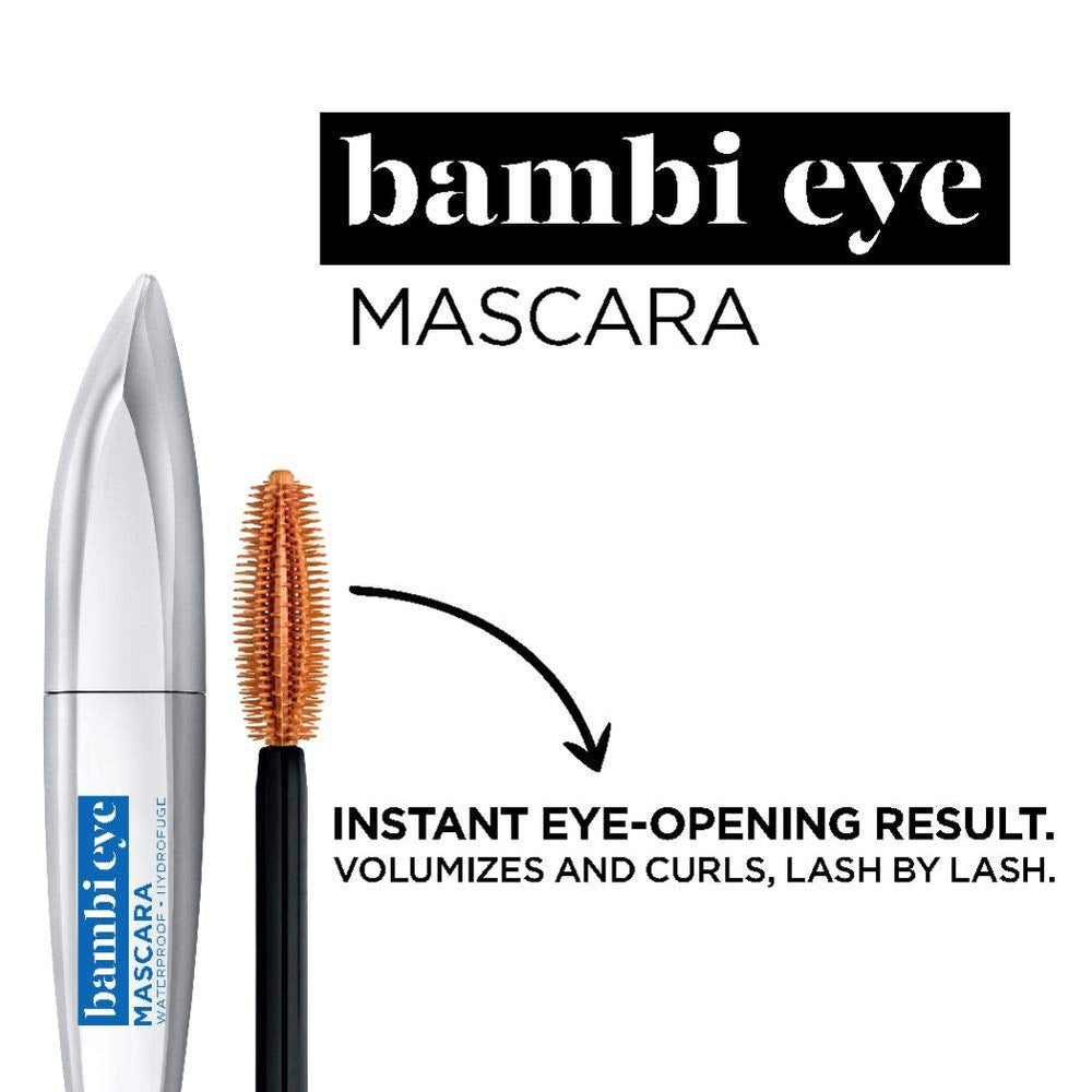 L'Oreal Paris Bambi Eye Mascara applied to lashes for length.