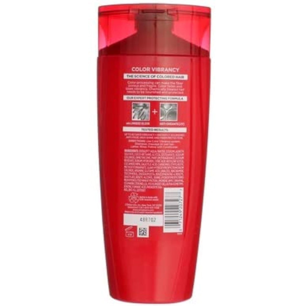L'Oreal Paris Color Vibrancy Nourishing Shampoo color-protection effects indicating long-lasting hue.