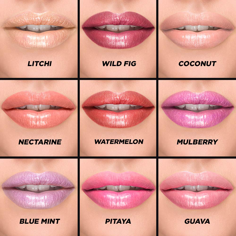Nine fruity scent options chart for L'Oreal Paris Colour Riche Plump and Shine